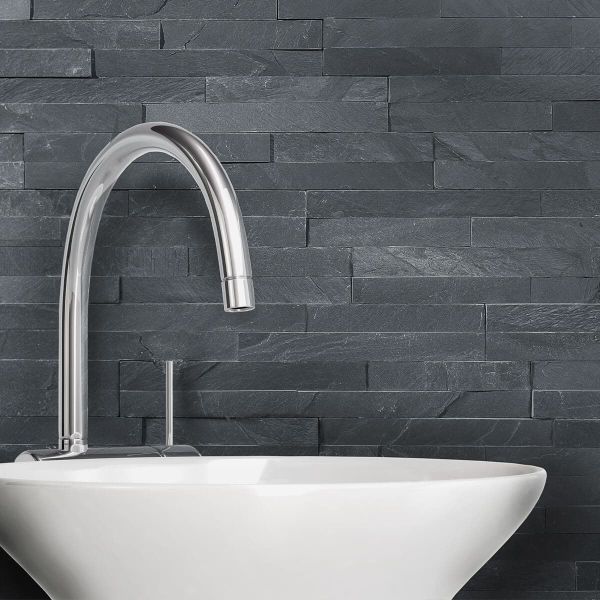 Pierre naturelle en quartzite, extérieur / intérieur, noir, Black