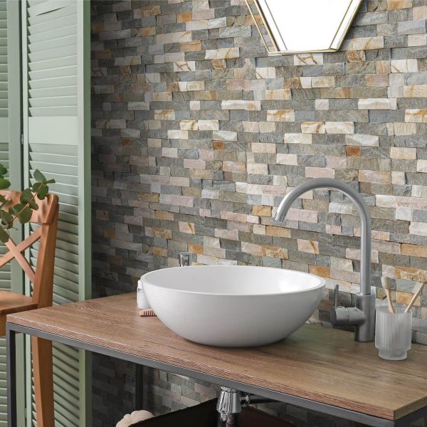Pierre naturelle en quartzite, extérieur / intérieur, multicolore, Edna