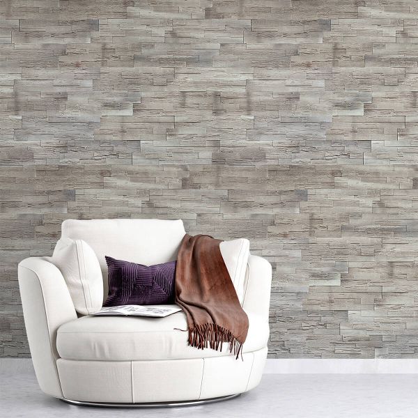 Pierre décorative aspect bois, extérieur / intérieur, beige, Woodyteck Dried Oak