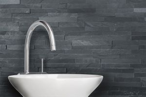 Pierre naturelle en quartzite, extérieur / intérieur, noir, Black
