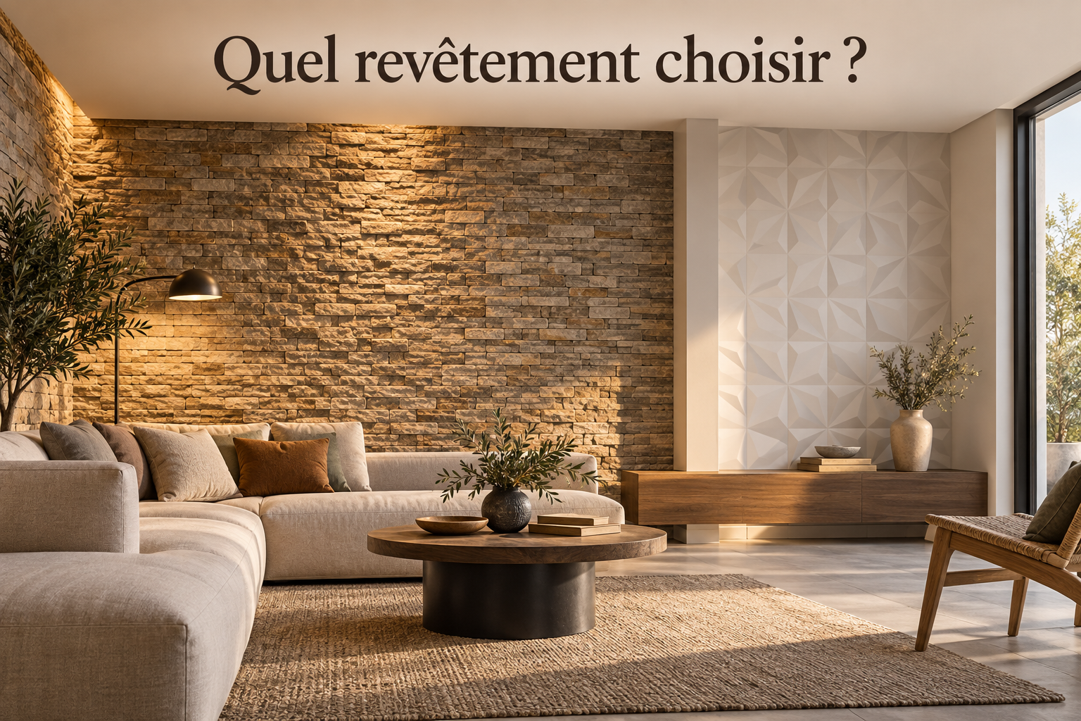 Comparaison entre plaquette de parement en brique, papier peint 3D et panneau décoratif en polystyrène