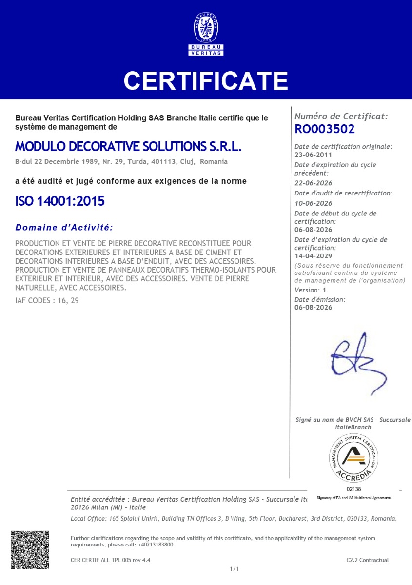 Certificate ISO 14001