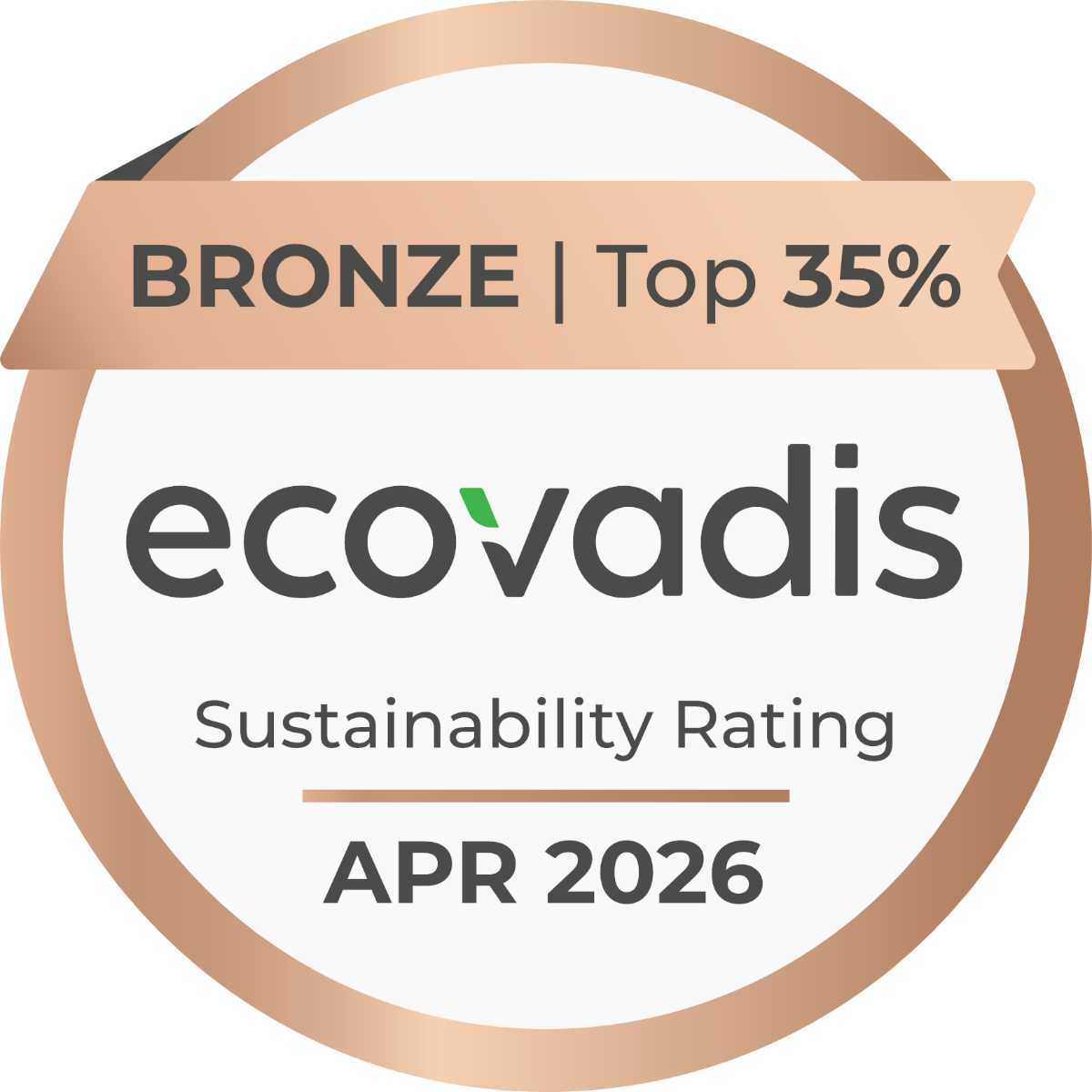 Médaille de bronze EcoVadis avril 2026